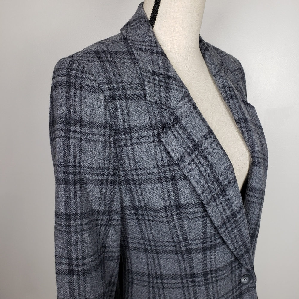 Pendleton Gray Wool Plaid Button Front Blazer 10 - image 6